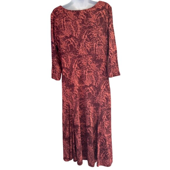 Vintage Dress Barn Red Orange Fall Floral Midi Baby Doll Dress Size 14 Fallcore - Picture 2 of 6